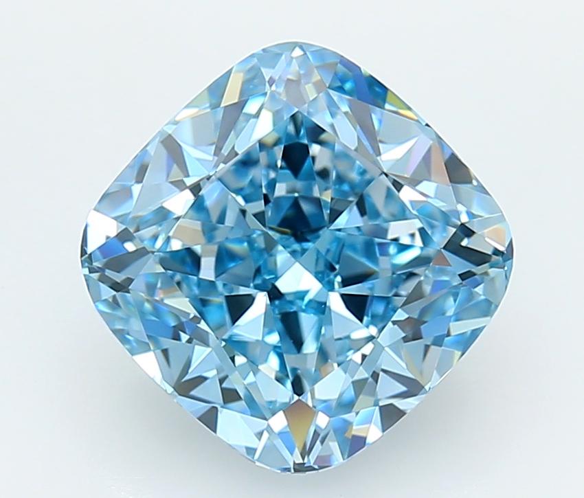 4.14 Ct. Fancy Vivid  Blue Cushion Lab Grown Diamond