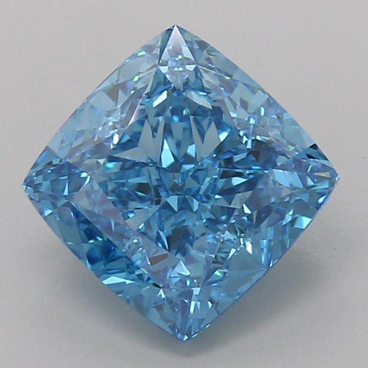 4.07 Ct. Fancy Vivid Blue Cushion Lab Grown Diamond