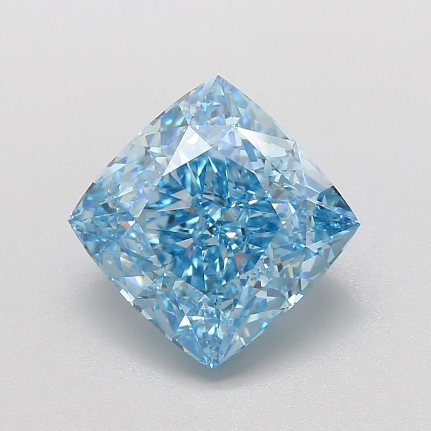 5.04 Ct. Fancy Vivid Blue Cushion Lab Grown Diamond