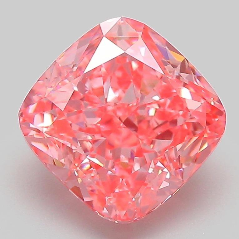 3.15 Ct. Fancy Vivid Pink Cushion Lab Grown Diamond