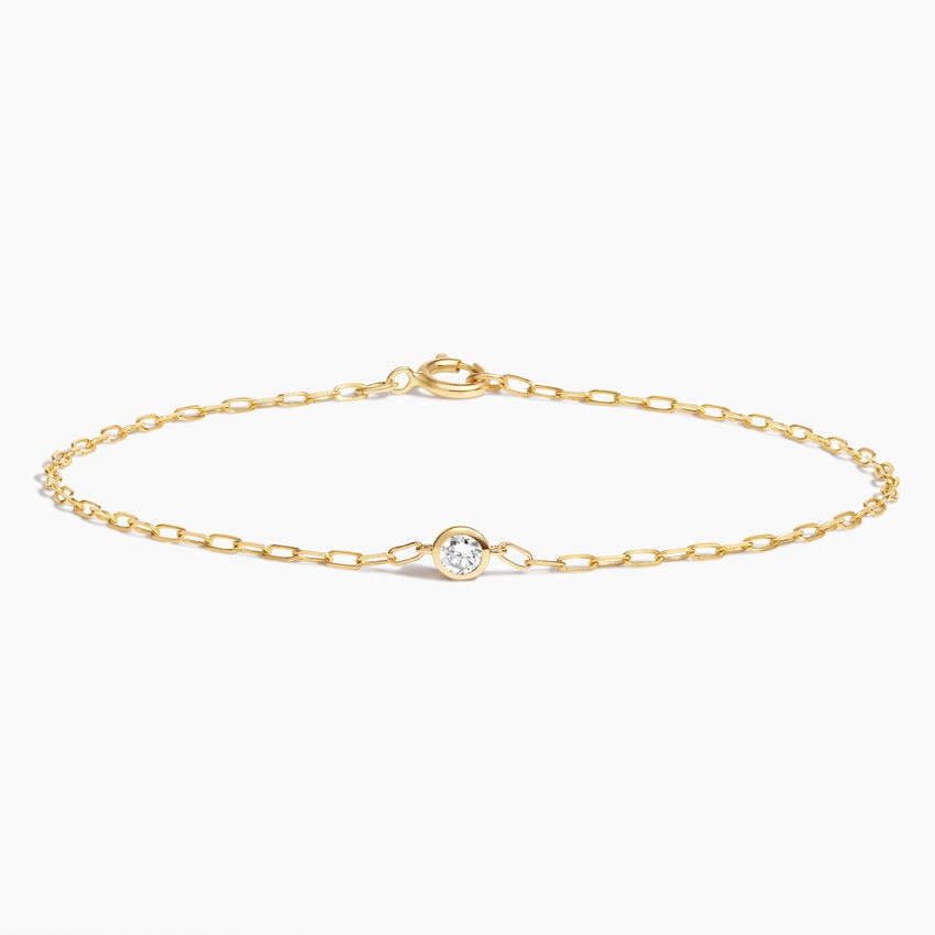 14K Yellow Gold 6.5 in. Lab Diamond Bezel Paperclip Chain Bracelet