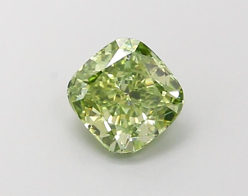1.02 Ct. Fancy Vivid Green Cushion Lab Grown Diamond