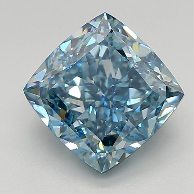 3.87 Ct. Fancy Vivid  Blue Cushion Lab Grown Diamond