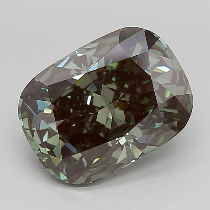 3.84 Ct. Fancy Deep  Green Cushion Lab Grown Diamond
