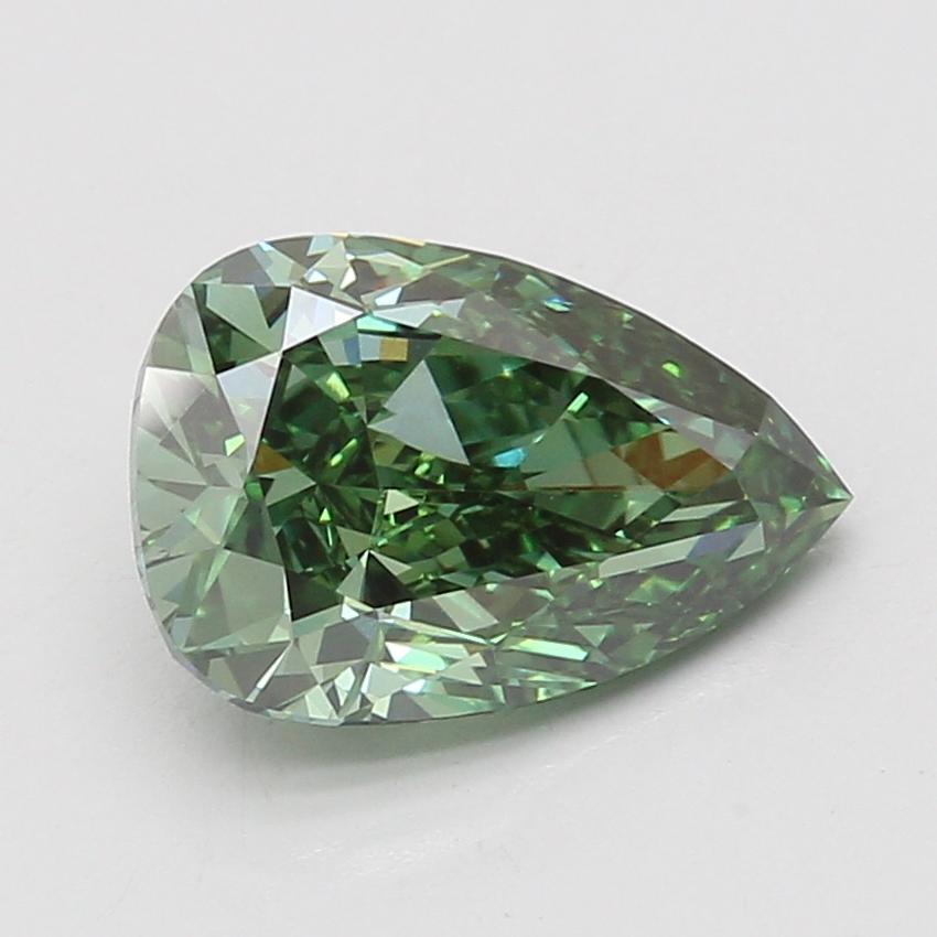 3.08 Ct. Fancy Vivid Green Pear Lab Grown Diamond