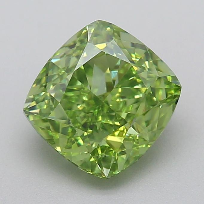 1.51 Ct. Fancy Vivid  Green Cushion Lab Grown Diamond