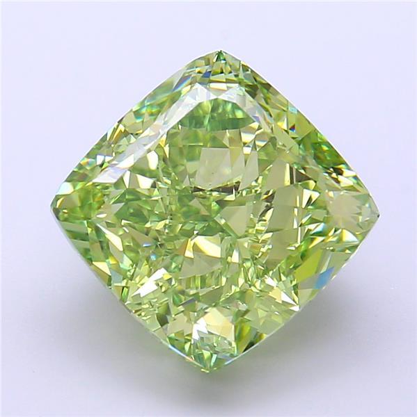 7.05 Ct. Fancy Vivid Green Cushion Lab Grown Diamond