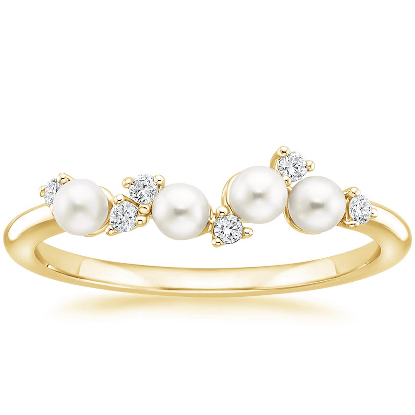 Yellow Gold Cultured Pearl and Diamond Ring 