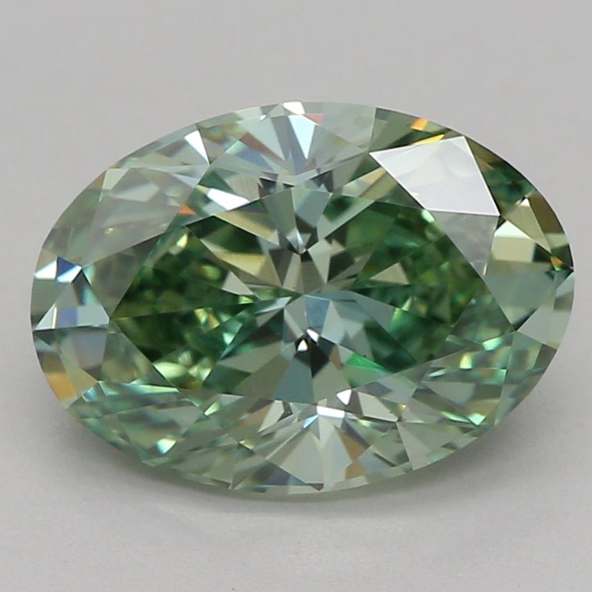 1.58 Ct. Fancy Vivid Green Oval Lab Grown Diamond