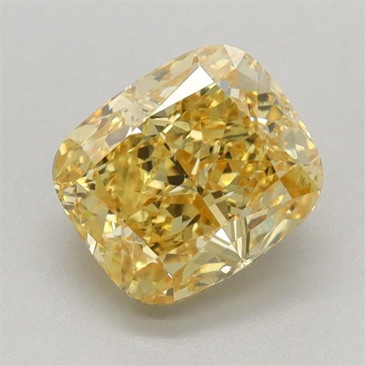 1.11 Ct. Fancy Vivid Yellow Cushion Lab Grown Diamond