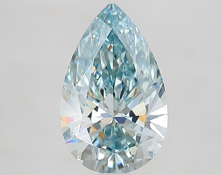 2.09 Ct. Fancy Intense Greenish Blue Pear Lab Grown Diamond