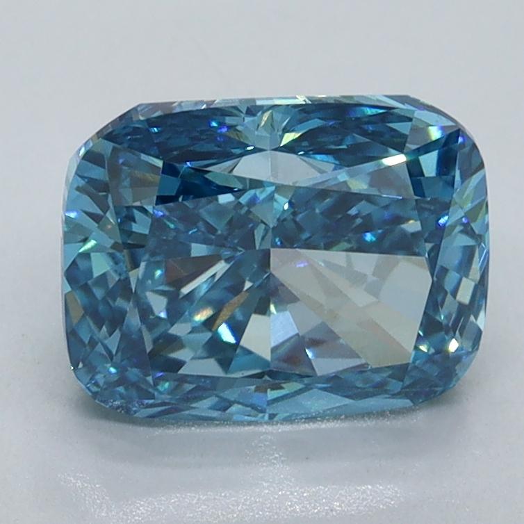 2.18 Ct. Fancy Vivid Malibu Blue Cushion Lab Grown Diamond