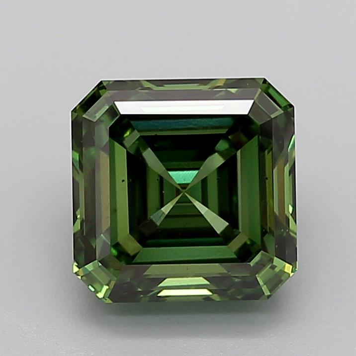 4.01 Ct. Fancy Vivid Green Asscher Lab Grown Diamond