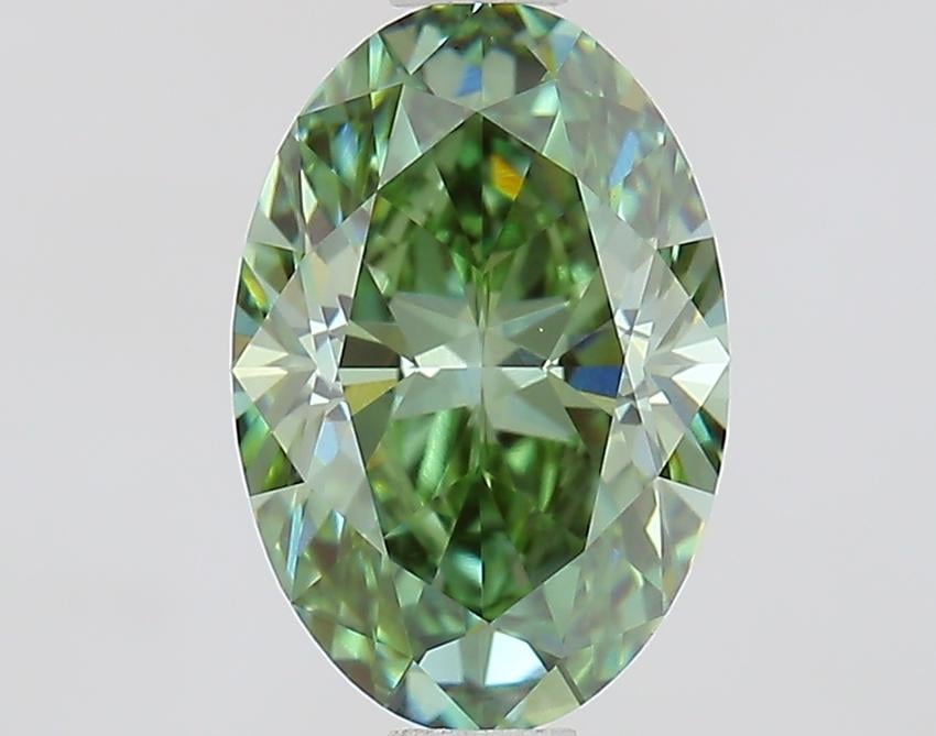 1.10 Ct. Fancy Vivid Green Oval Lab Grown Diamond