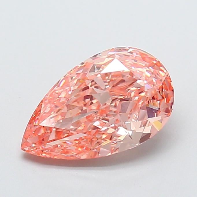 2.55 Ct. Fancy Intense Orange Pink Pear Lab Grown Diamond