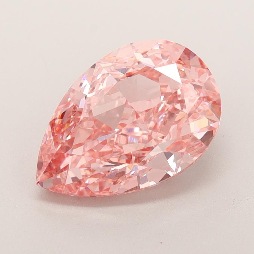 3.19 Ct. Fancy Vivid  Pink Pear Lab Grown Diamond