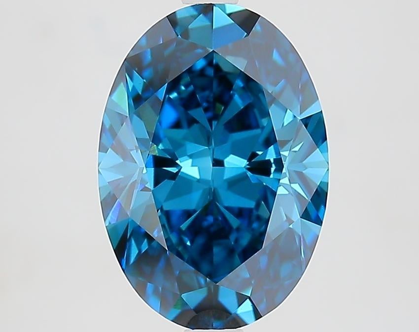 3.20 Ct. Fancy Vivid Blue Oval Lab Grown Diamond
