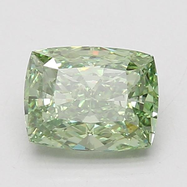 1.54 Ct. Fancy Vivid Green Cushion Lab Grown Diamond