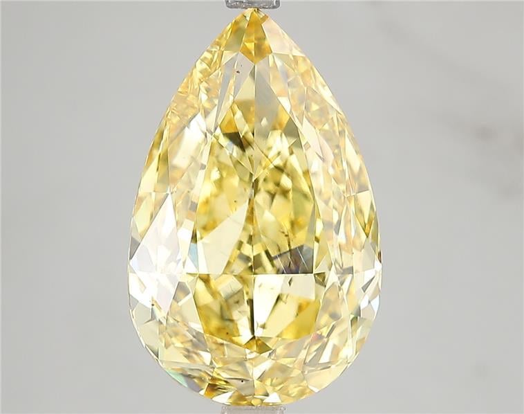 7.09 Ct. Fancy Vivid Yellow Pear Lab Grown Diamond