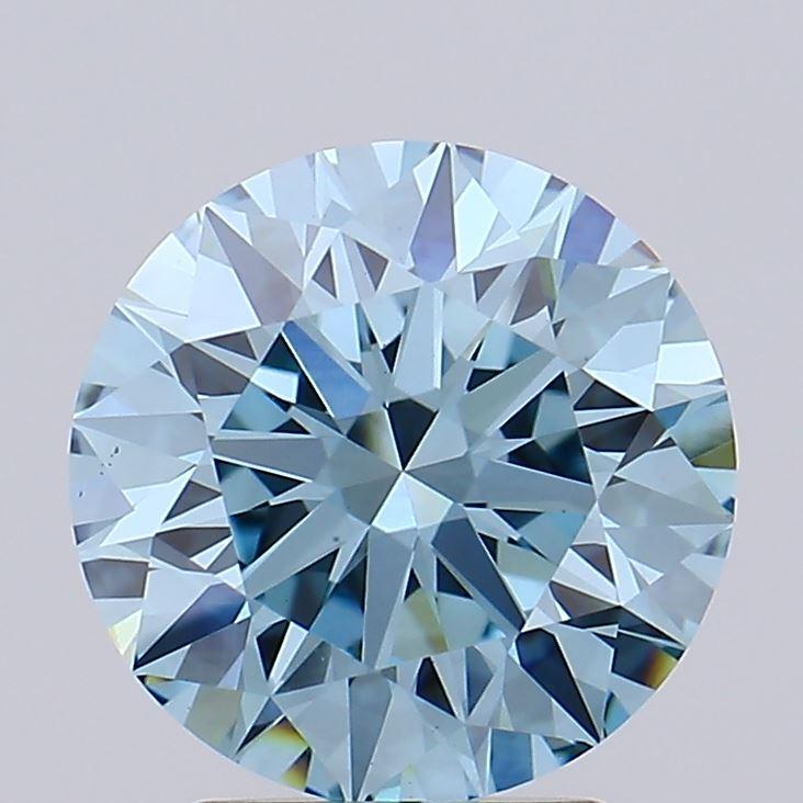 2.85 Ct. Fancy Vivid Blue Round Lab Grown Diamond