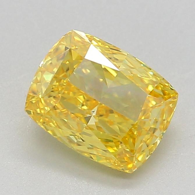 0.94 Ct. Fancy Vivid Yellow Cushion Lab Grown Diamond