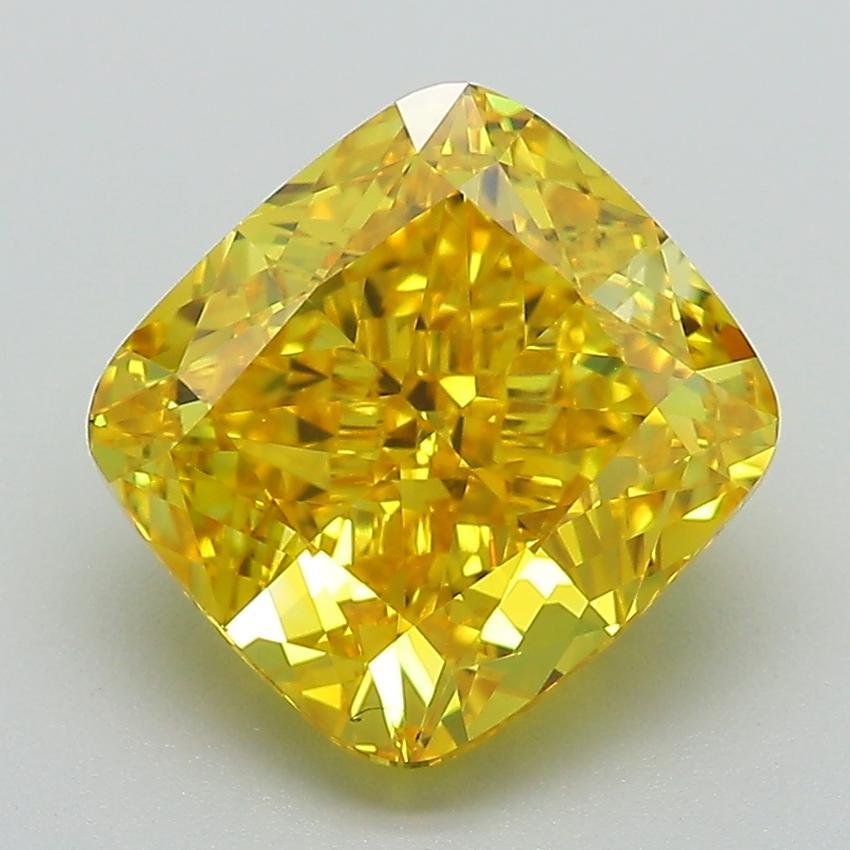 3.81 Ct. Fancy Vivid Yellow Cushion Lab Grown Diamond