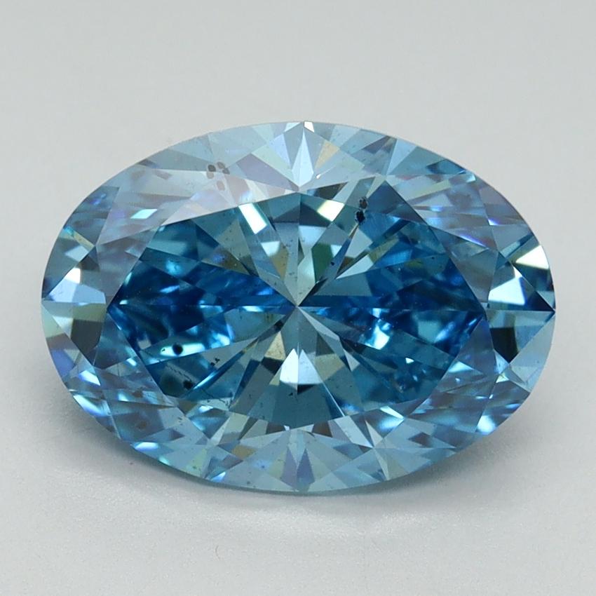 3.14 Ct. Fancy Vivid Blue Oval Lab Grown Diamond