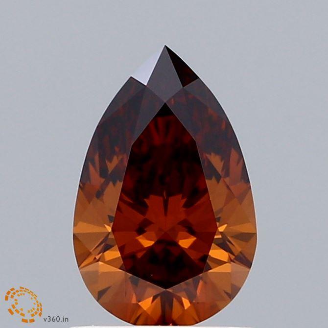 1.04 Ct. Fancy Deep Brownish Orange Pear Lab Grown Diamond
