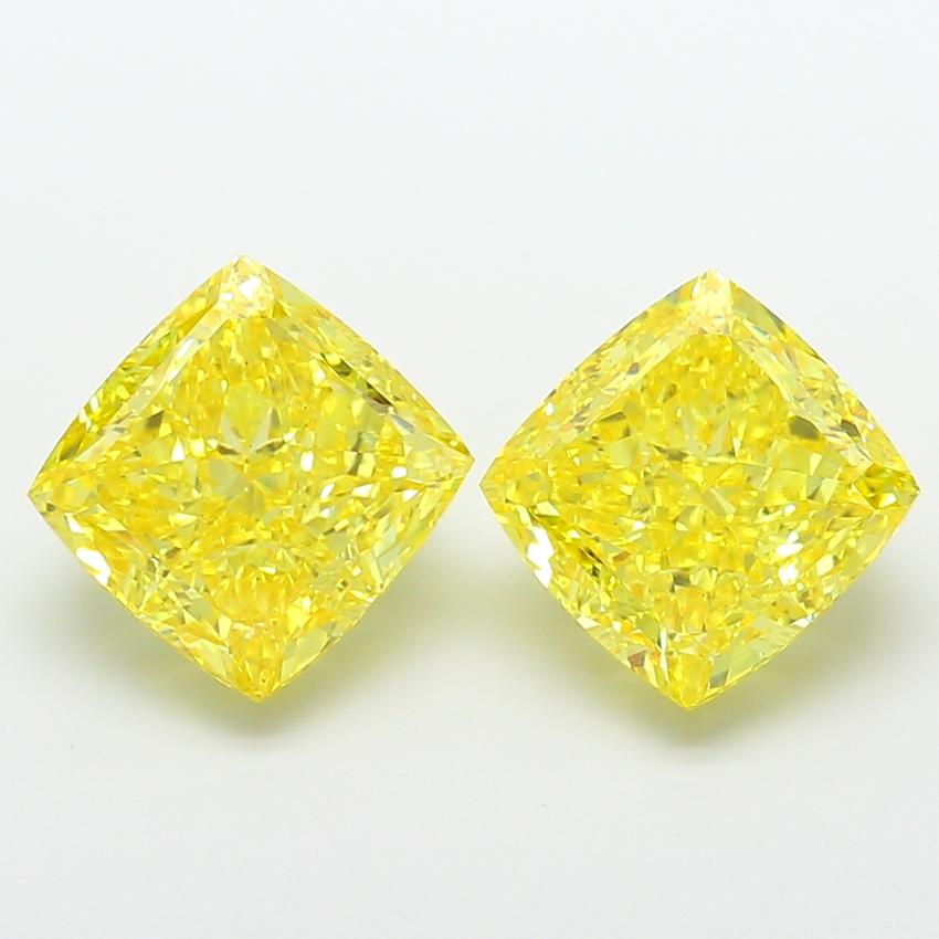 7.51 Ct. Fancy Vivid  Yellow Cushion Lab Grown Diamond
