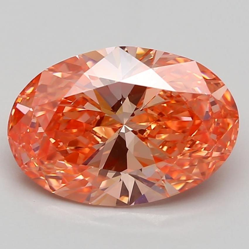 2.55 Ct. Fancy Vivid Orange Pink Oval Lab Grown Diamond