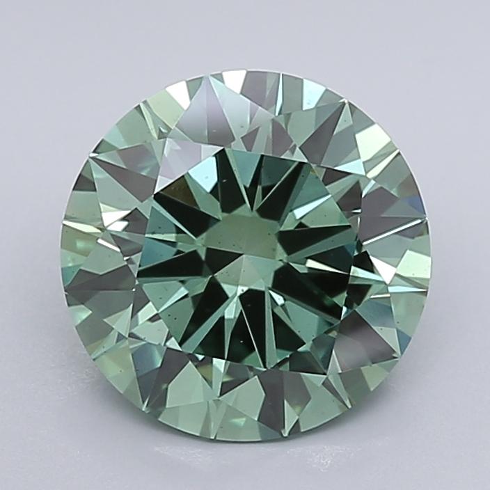3.09 Ct. Fancy Vivid  Green Round Lab Grown Diamond