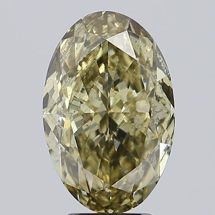 5.43 Ct. Fancy Greyish Yellow Oval Lab Grown Diamond
