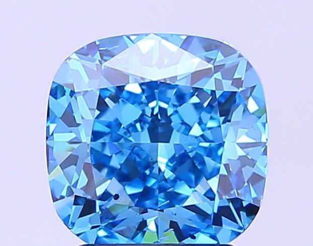 3.01 Ct. Fancy Vivid Blue Cushion Lab Grown Diamond
