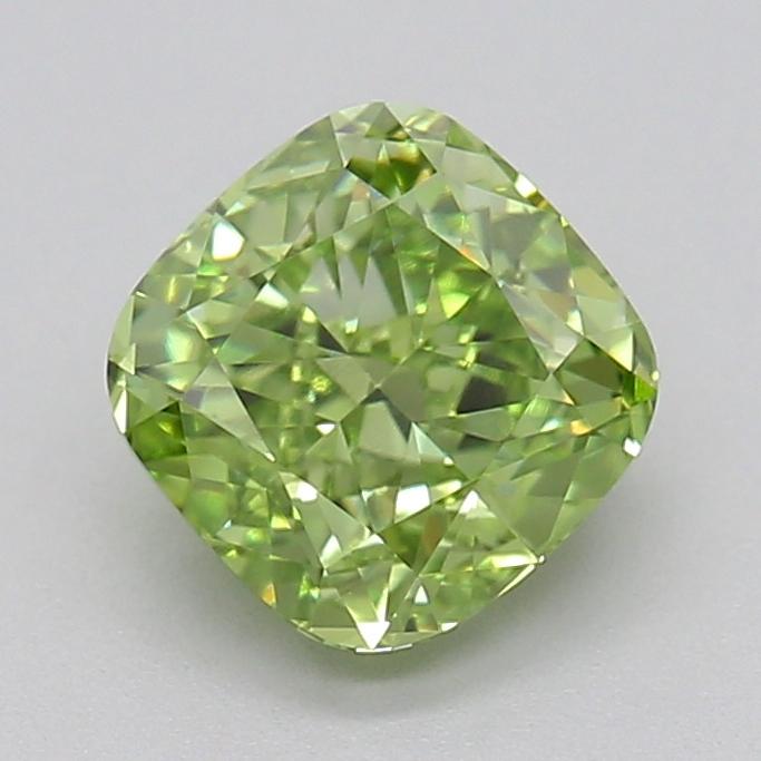 1.05 Ct. Fancy Vivid  Green Cushion Lab Grown Diamond