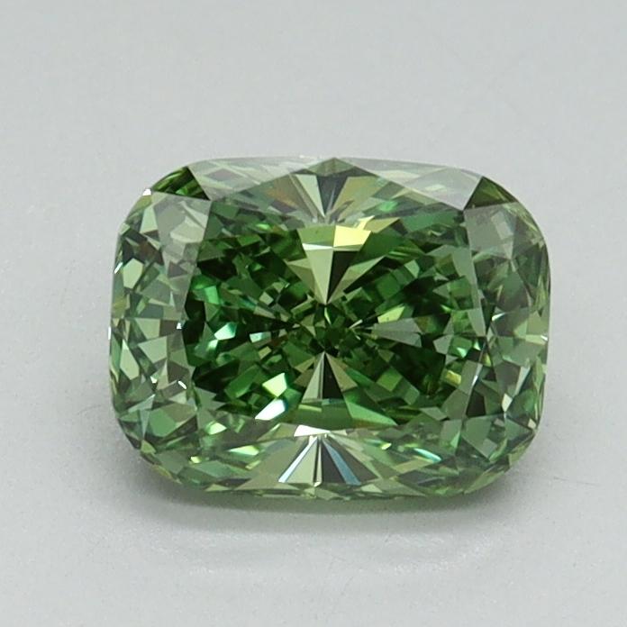 0.90 Ct. Fancy Vivid Green Cushion Lab Grown Diamond