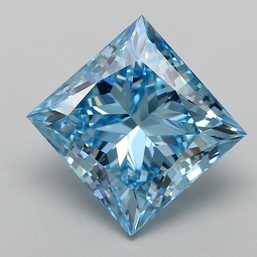 6.03 Ct. Fancy Vivid  Blue Princess Lab Grown Diamond