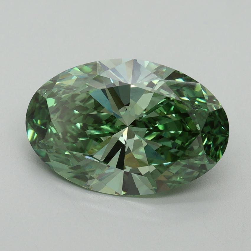 4.17 Ct. Fancy Vivid Pacific Green Oval Lab Grown Diamond