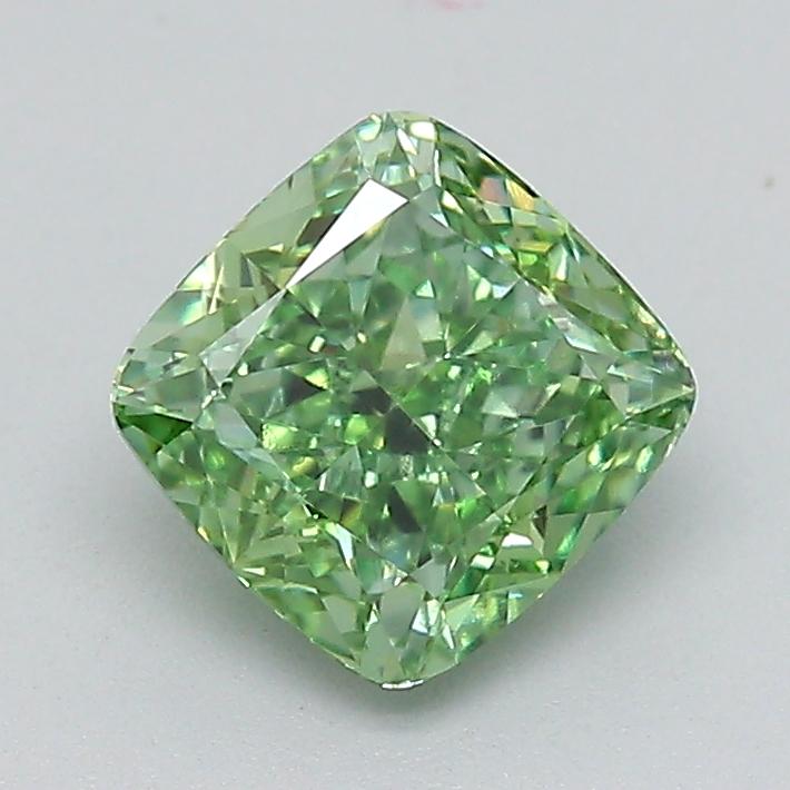 1.07 Ct. Fancy Vivid  Green Cushion Lab Grown Diamond