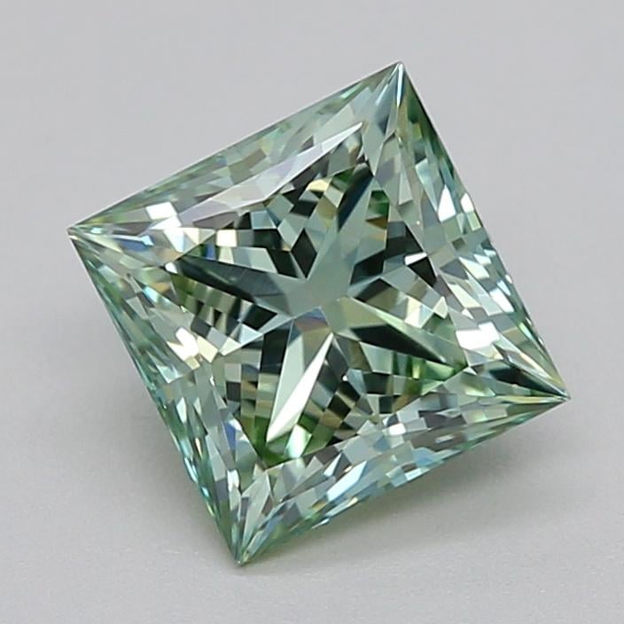 0.80 Ct. Fancy Vivid Green Princess Lab Grown Diamond