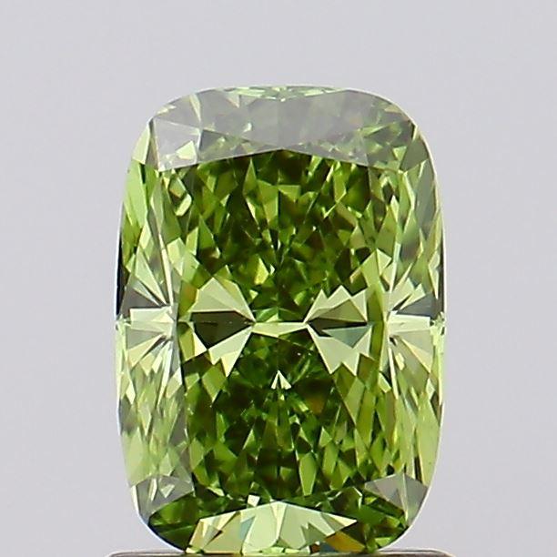 1.03 Ct. Fancy Vivid Green Cushion Lab Grown Diamond
