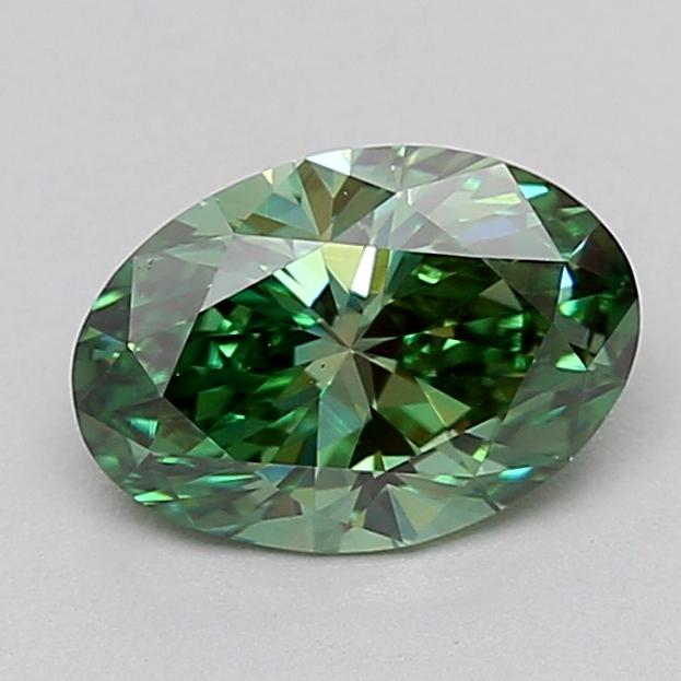 0.99 Ct. Fancy Vivid  Green Oval Lab Grown Diamond