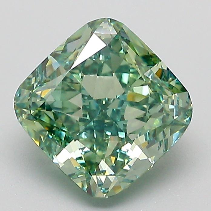 2.09 Ct. Fancy Vivid  Green Cushion Lab Grown Diamond