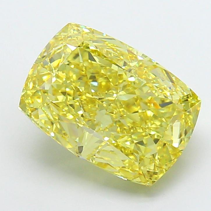 7.07 Ct. Fancy Vivid  Yellow Cushion Lab Grown Diamond