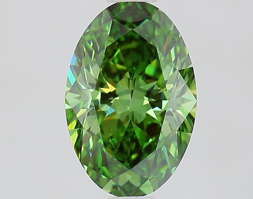 1.10 Ct. Fancy Vivid Green Oval Lab Grown Diamond