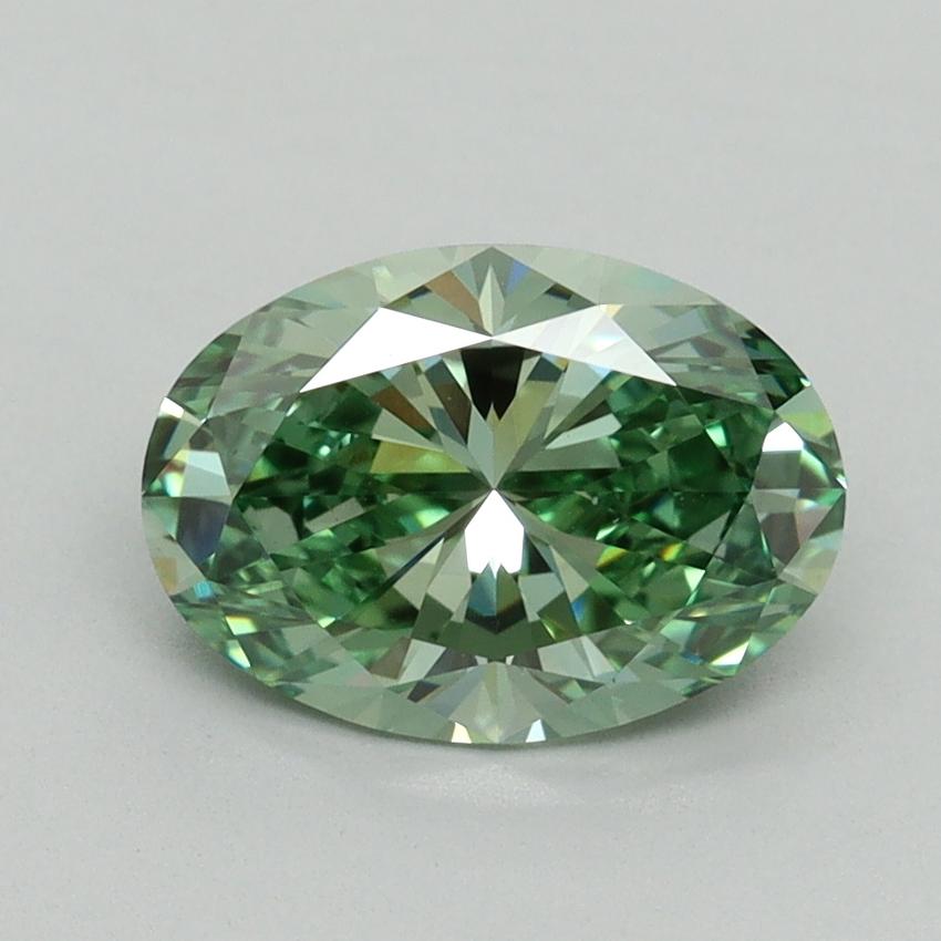 1.67 Ct. Fancy Vivid Green Oval Lab Grown Diamond