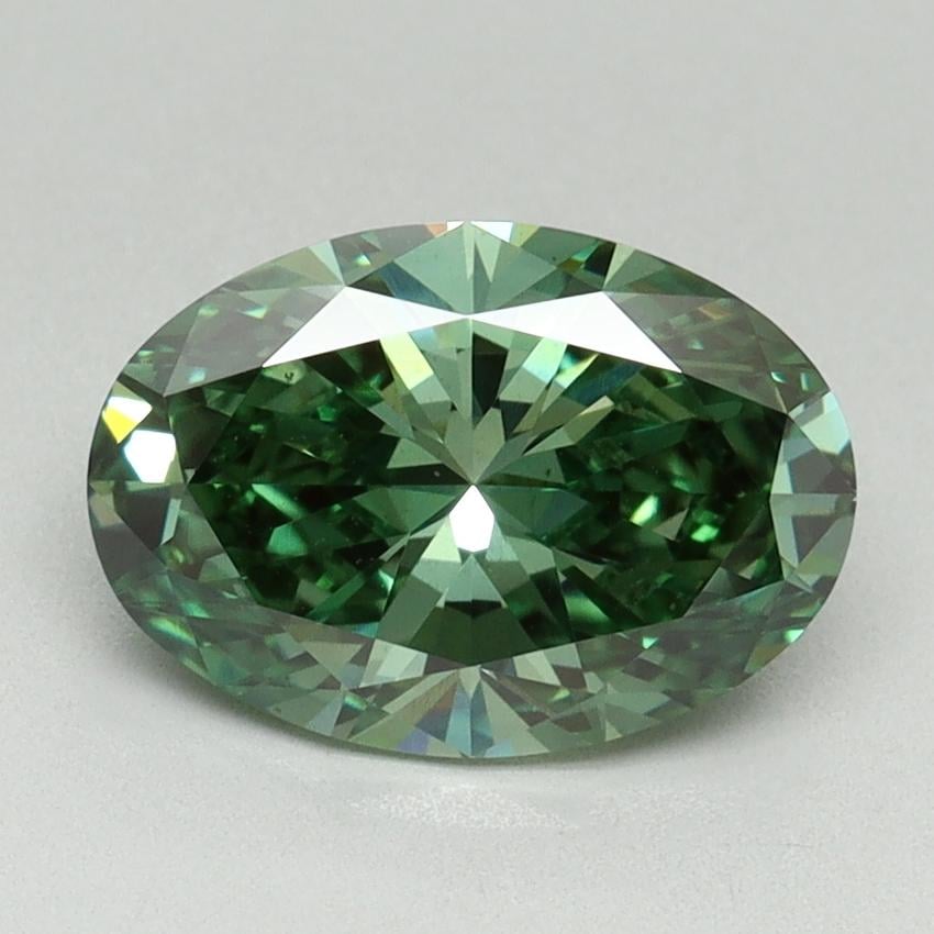 2.00 Ct. Fancy Vivid Green Oval Lab Grown Diamond