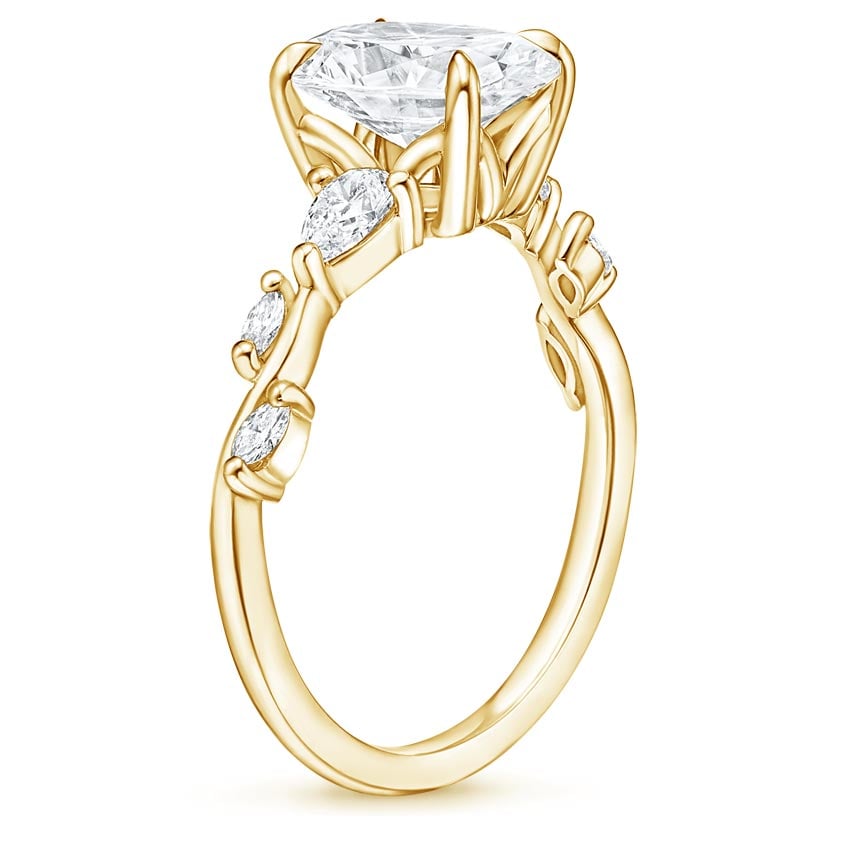 18K Yellow Gold Agave Three Stone Diamond Ring (1/2 ct. tw.), large side view