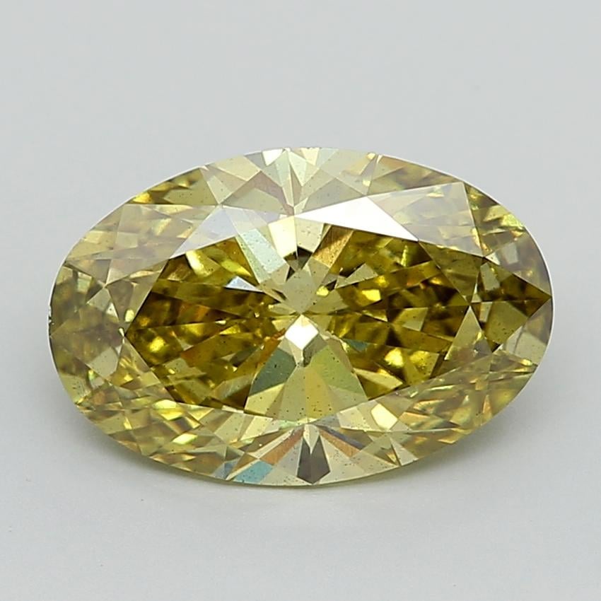 4.08 Ct. Fancy Vivid Yellowish Green Oval Lab Grown Diamond