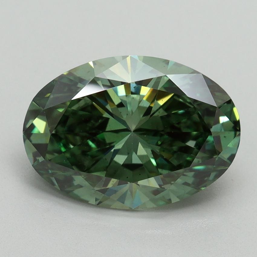 3.03 Ct. Fancy Vivid Green Oval Lab Grown Diamond