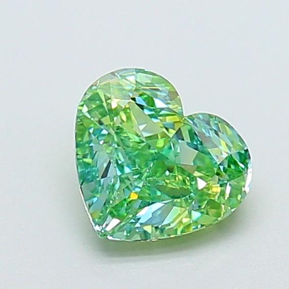 1.26 Ct. Fancy Vivid Green Heart Lab Grown Diamond